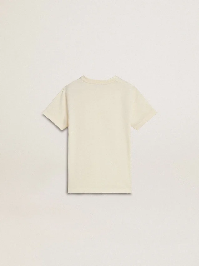 Camisas para niños color crema con logotipo en relieve