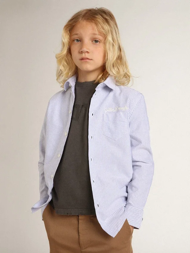 Camisas para niños con rayas azul claro