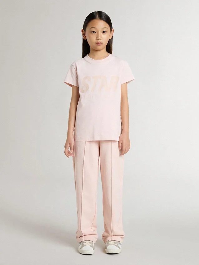 Camisas rosas para niñas con estampado rosa en el frente