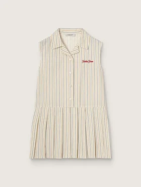 Camisas sin mangas a rayas para niñas en color crudo, beige y gris