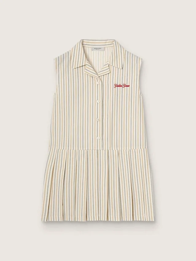 Camisas sin mangas a rayas para niñas en color crudo, beige y gris