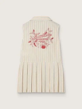 Camisas sin mangas a rayas para niñas en color crudo, beige y gris