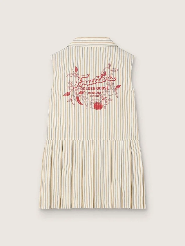 Camisas sin mangas a rayas para niñas en color crudo, beige y gris