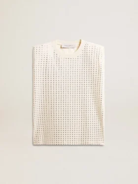 Camisas sin mangas en blanco desgastadas adornadas con cristales