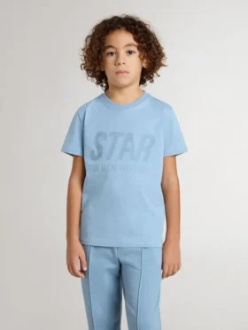 Camiseta azul claro para niños con estampado