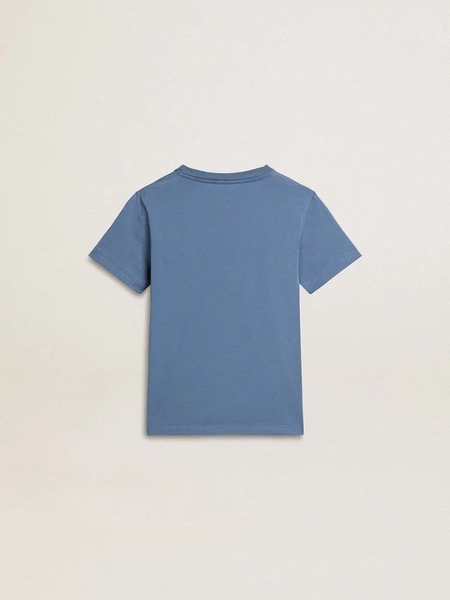 Camiseta azul para niños con estampado blanco