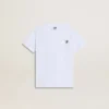 Camiseta blanca de algodón para niños con estampado plateado