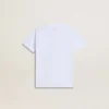 Camiseta blanca de algodón para niños con estampado plateado