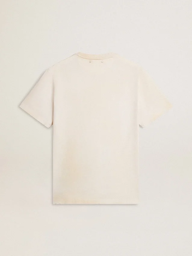 Camiseta blanca de estilo vintage para hombre con estampado en el frente