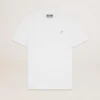 Camiseta blanca para hombre con una estrella plateada con purpurina en el frente