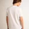 Camiseta blanca para hombre con una estrella plateada con purpurina en el frente