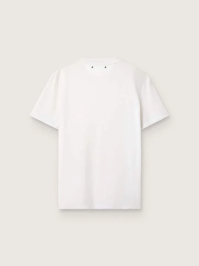 Camiseta blanca para mujer con cristales cabujón