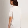 Camiseta blanca para mujer con cristales cabujón