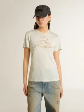 Camiseta blanca para mujer con estampado en el frente