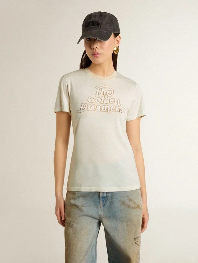 Camiseta blanca para mujer con estampado en el frente