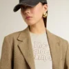 Camiseta blanca para mujer con estampado en el frente