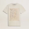 Camiseta blanca para mujer con estampado floral