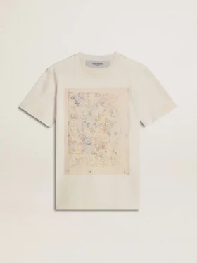 Camiseta blanca para mujer con estampado floral