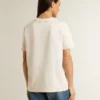 Camiseta blanca para mujer con estampado floral