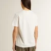 Camiseta blanca para mujer con estampado negro en el pecho