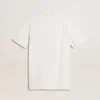 Camiseta blanca para mujer con estampado negro en el pecho