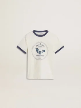 Camiseta blanca para niños con estampado azul