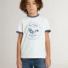 Camiseta blanca para niños con estampado azul