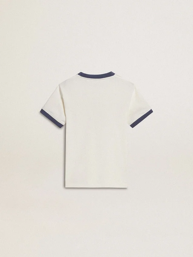 Camiseta blanca para niños con estampado azul