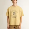 Camiseta de algodón amarilla de talle grande para hombre con estampado azul