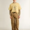 Camiseta de algodón amarilla de talle grande para hombre con estampado azul