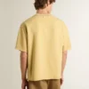 Camiseta de algodón amarilla de talle grande para hombre con estampado azul
