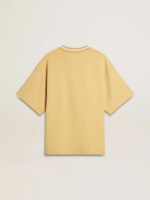Camiseta de algodón amarilla de talle grande para hombre con estampado azul