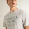 Camiseta de algodón blanca para hombre con estampado verde