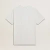 Camiseta de algodón blanca para hombre con estampado verde