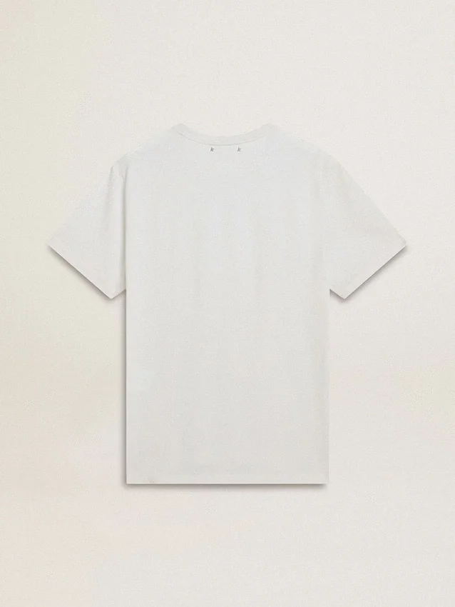 Camiseta de algodón blanca para hombre con estampado verde