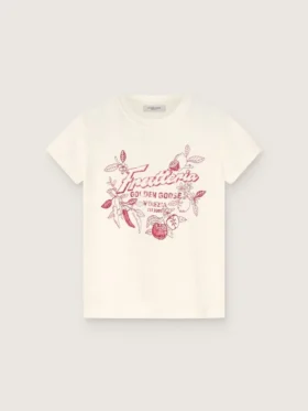 Camiseta de algodón blanca para niños con estampado «Frutteria Golden»