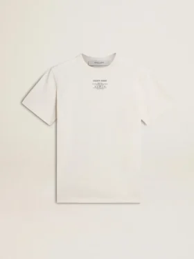 Camiseta de algodón de mujer en blanco desgastado con letras negras