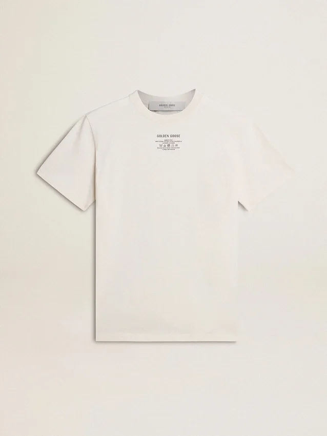 Camiseta de algodón de mujer en blanco desgastado con letras negras