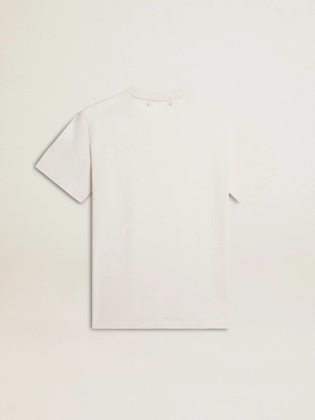 Camiseta de algodón de mujer en blanco desgastado con letras negras