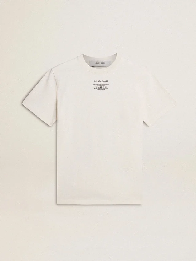 Camiseta de algodón para hombre en blanco desgastado con letras negras