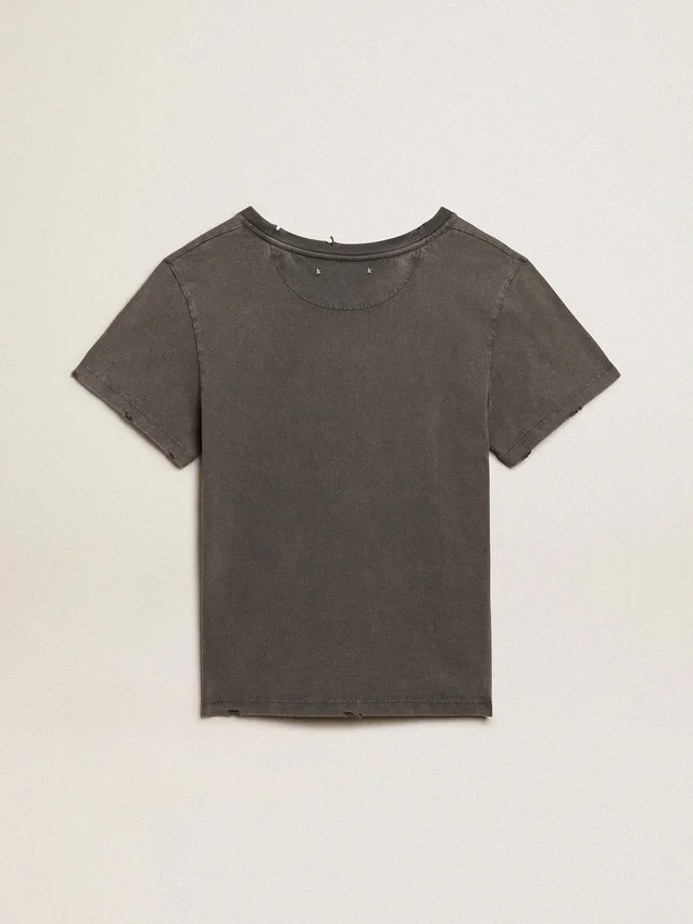 Camiseta de corte ajustado con efecto desgastado en gris antracita