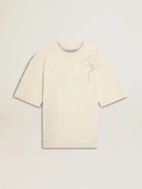 Camiseta de corte holgado en blanco desgastado CNY