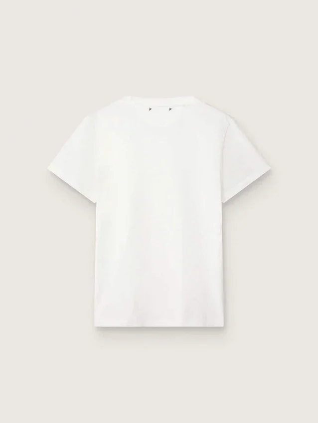 Camiseta de mujer de corte ajustado con efecto desgastado en blanco