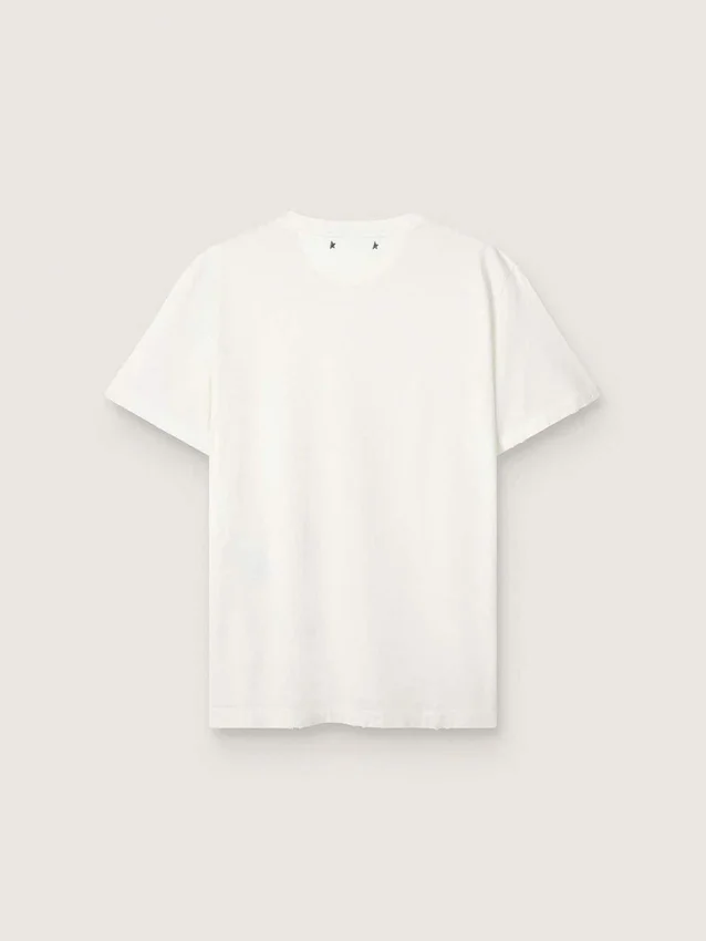 Camiseta de mujer de corte regular con efecto desgastado en blanco