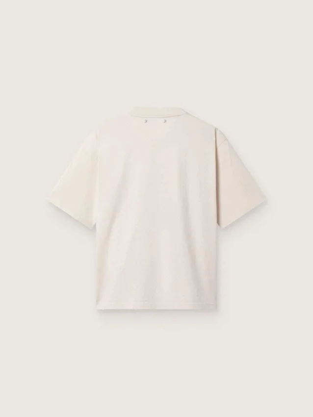 Camiseta de mujer en jersey de algodón blanco con estampado de estrellas