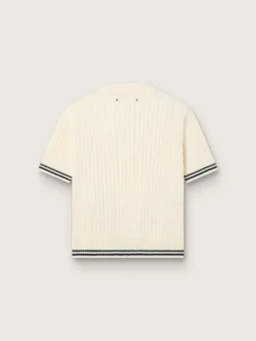 Camiseta de punto blanca para mujer con bordes en contraste y broche desmontable