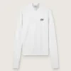 Camiseta deportiva blanca de manga larga con cremallera para mujer