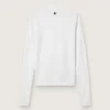 Camiseta deportiva blanca de manga larga con cremallera para mujer