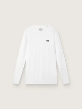 Camiseta deportiva blanca de manga larga para hombre