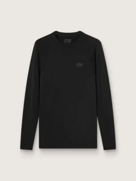 Camiseta deportiva de manga larga negra para hombre
